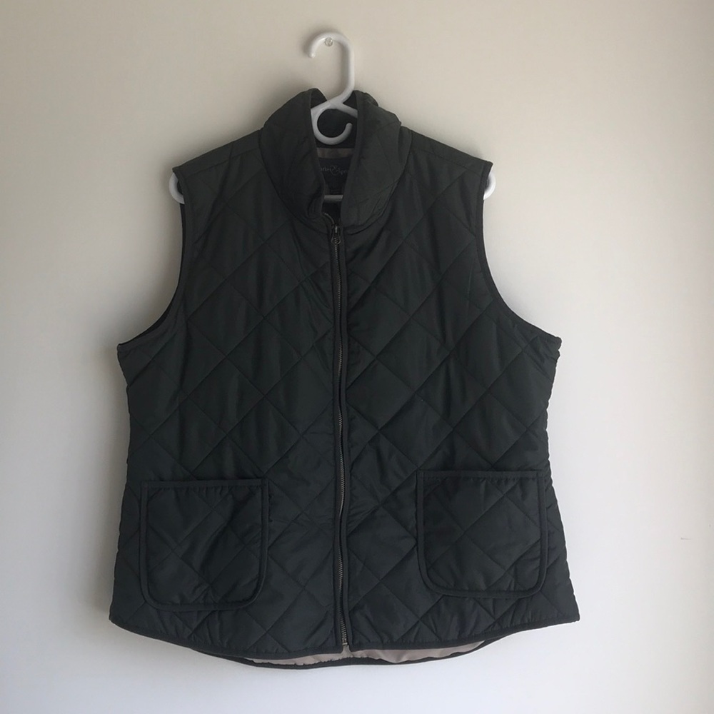 Olive green with tan lining vest, very light
